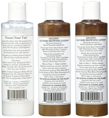 Maui Babe Tanning Pack (2 Browning Lotions 8 oz, 1 After Browning Lotion 8 oz), (Pack of 3)