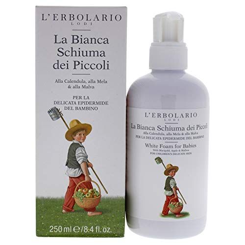 L&#39;Erbolario White Foam For Babies - Excellent Cleansing Properties - Ideal For The Sensitive Skin And Delicate Hair Of Little Ones - Protective, Moisturizing And Soothing Action - 8.4 Oz