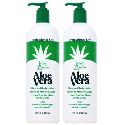 Triple Lanolin Aloe 20 Ounce Hand &amp; Body Lotion Pump (591ml) (2 Pack)