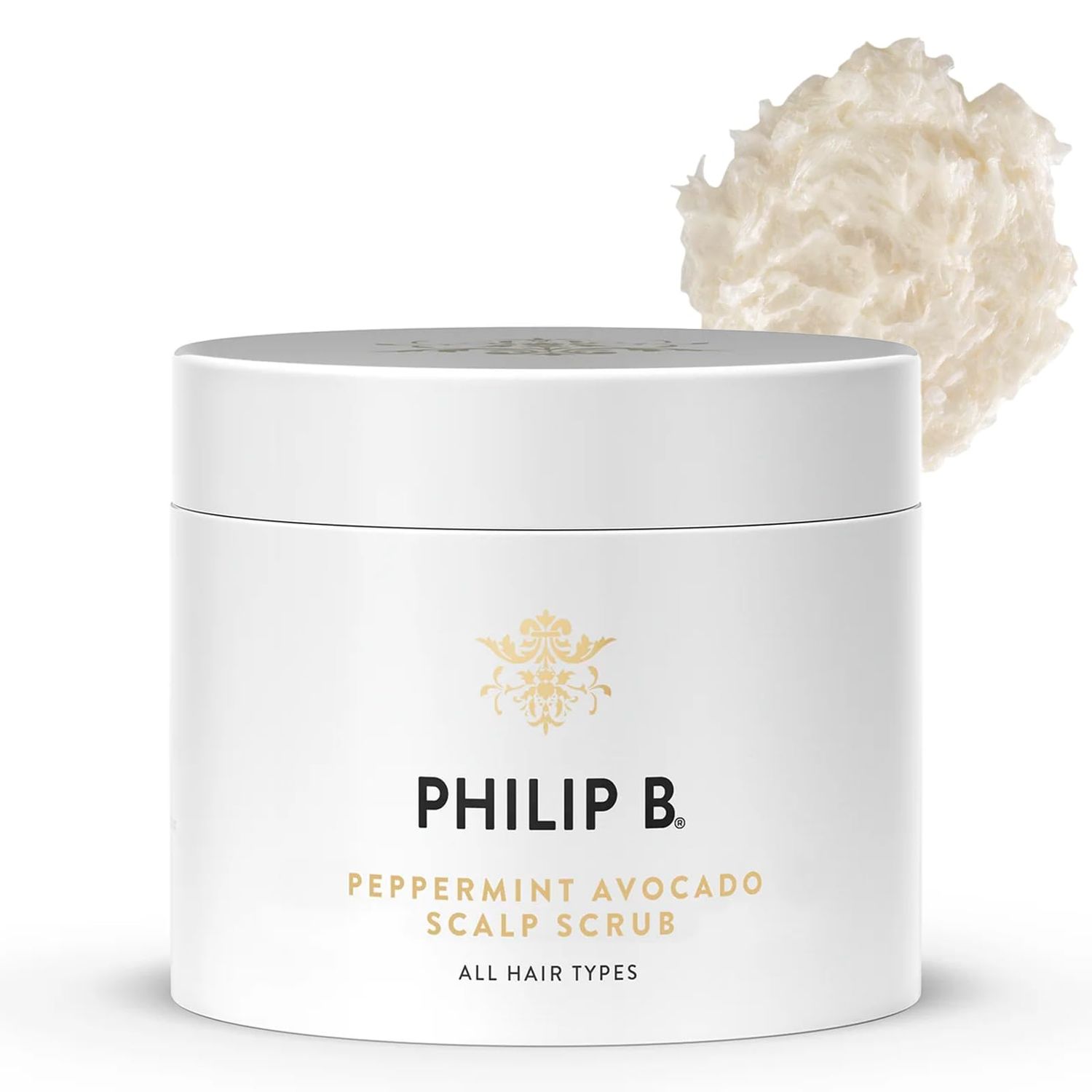 PHILIP B. Peppermint Avocado Scalp Scrub, 8 Fl Oz - Crme Shampoo + Sea Salt Scalp Scrub with Witch Hazel and Aloe, For All Hair Types