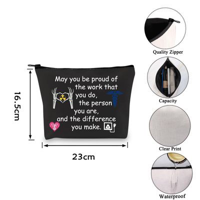 VAMSII Radiology X-Ray Tech Gift RRT Rad Tech Makeup Toiletry Bag Radiologist Thank You Christmas Gifts (BLK-you make)