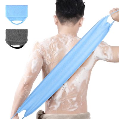 WOVTE 2 Pack Stretchable Back Scrubber for Shower Nylon Exfoliating Washcloth Towel Back Washer with Handles Two Sides Exfoliating Body Scrubber for Men Women Shower Deep Clean Skin Massages