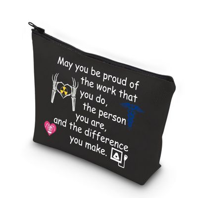 VAMSII Radiology X-Ray Tech Gift RRT Rad Tech Makeup Toiletry Bag Radiologist Thank You Christmas Gifts (BLK-you make)