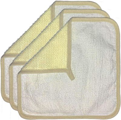 Mr.Cui&#39;shop 3 Pack 12&quot; Large XL Soft Weave Spa Exfoliating Face and Body Wash Cloths, Dual-Sided with Exfoliating Scrub and Soft Terry Cloth for Shower - Remove Dead Skin - Great for Skin in The Bath