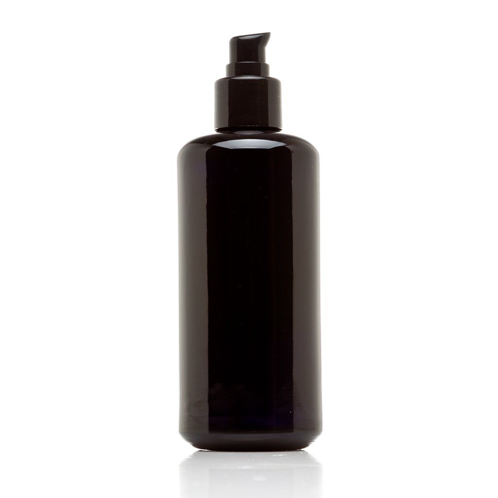 Infinity Jars Ultraviolet Glass Push Pump Bottle 200 Ml (6.8 fl oz) Refillable Containers for Lotion Homemade Cosmetics Make-up Skin Care Cream, Lotion, Shampoo, Conditioner Dispenser Bottles