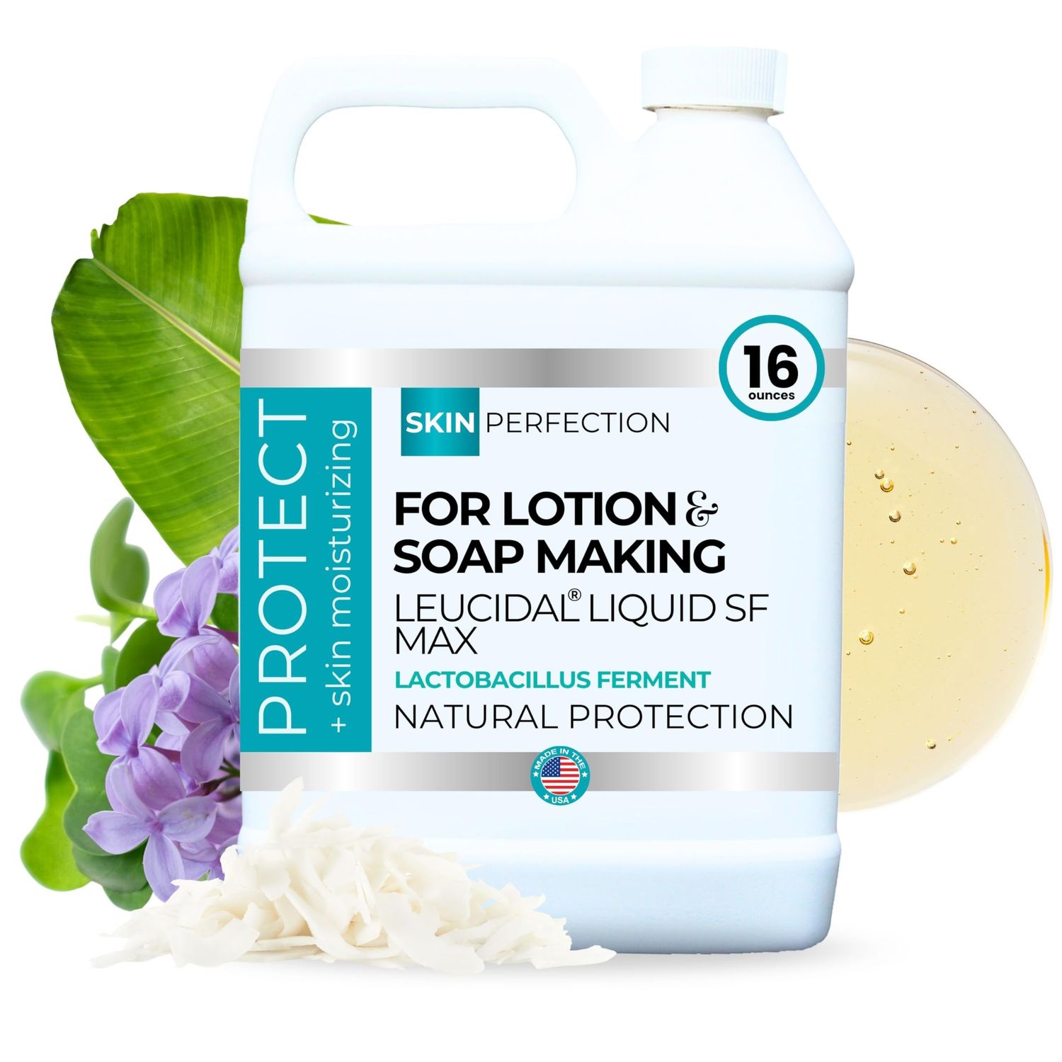 Skin Perfection Leucidal Liquid Sf Max Natural Preservatives for Cosmetics Natural Preservative Alternative Skin Care Cosmetics Lotion Making Leucidal Liquid SF 16 Oz