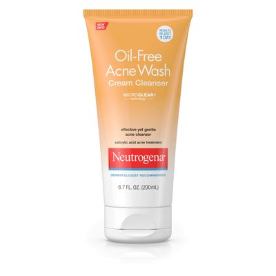 Neutrogena Oil-Free Acne Face Wash Cream Cleanser with Salicylic Acid, Non-Comedogenic Acne-Prone Skin Cleanser, 6.7 fl. oz