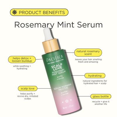 Pacifica Scalp Serum - Rosemary Mint Scalp Love Serum with Witch Hazel for Scalp Detox &amp; Moisturizing, Vegan &amp; Cruelty-Free, 2 oz