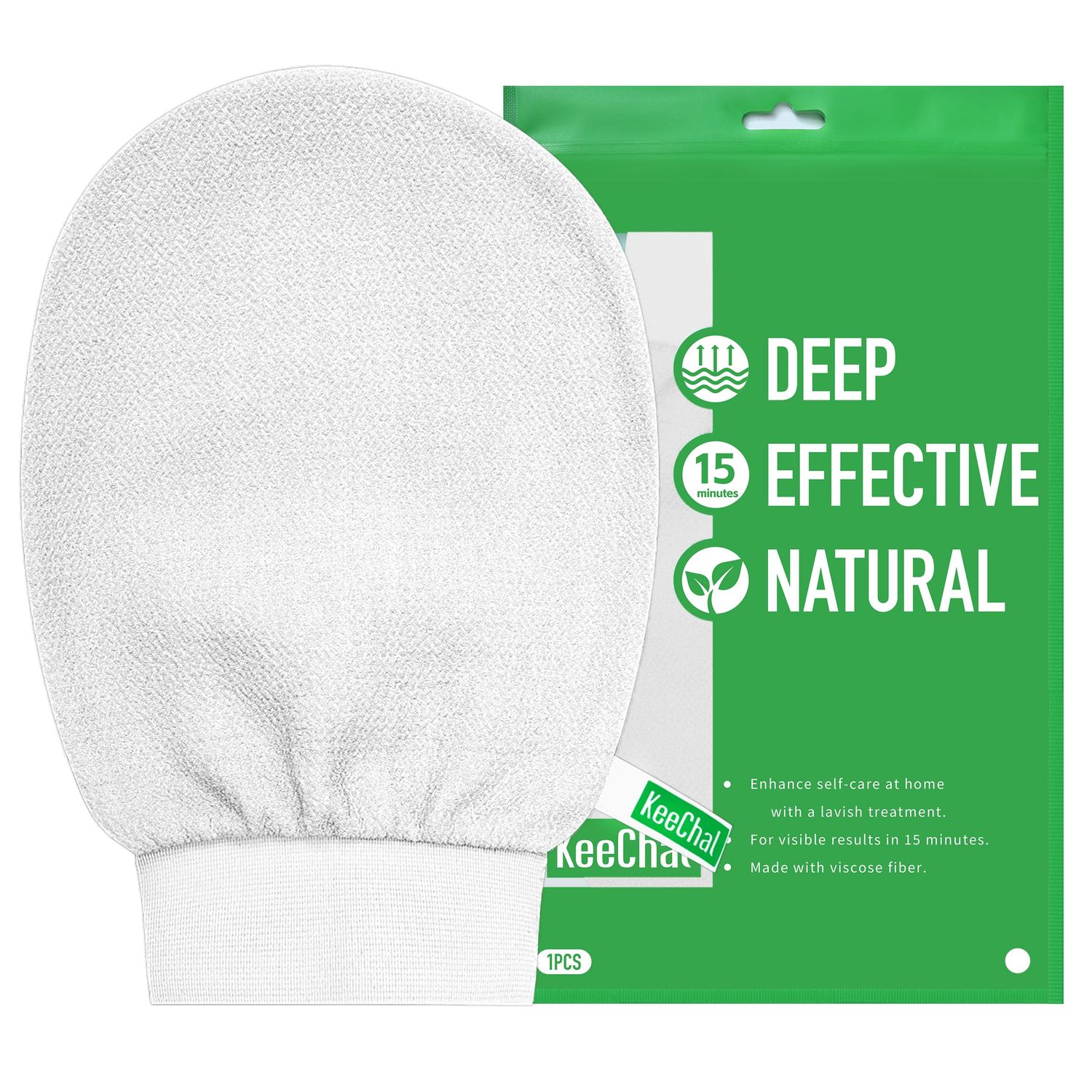 KeeChal Exfoliating Glove, Upgrade Double-layer Cushioned, For Delicate Skin &amp; Beginners, Brighten Tattoos, Smooth Skin, Prevent Ingrown Hairs &amp; KP, Self-Tan Prep/Removal (1 pc, Moonlight White)