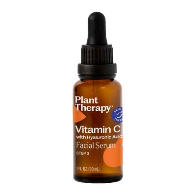 Plant Therapy Vitamin C Face Serum &amp; Hyaluronic Acid, Anti-Aging Serum with Ferulic Acid, Vitamin E, Brightening Serum for Fine Lines &amp; Wrinkles, 1 oz