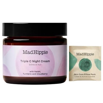 Mad Hippie Triple C Night Cream - Hydrating Face Moisturizer and Skin Brightening Face Cream for Women/Men, 3 Forms of Vitamin C, Anti-Aging Cream, 2.1 Oz + Skin Care Pillow Pack
