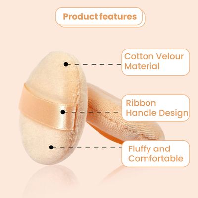 YASUOA Cosmetic Powder Puff Pure Cotton Foundation Puffs Furry Soft Sponge Makeup Tool with Ribbon Hand Strap for Face Body Powder Skin Care Loose 2.36 Inch/2.76inch/3.15inch (Skin color)