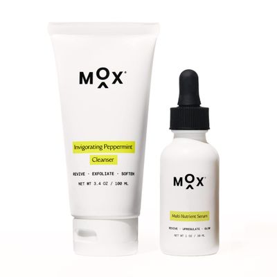 Mox Skincare Starter Set (2 pc set) | Daily Face Care Set Includes Mint Exfoliating Face Cleanser + Nutrient Hydrating Serum | Anti-Aging for Fine Lines &amp; Wrinkles