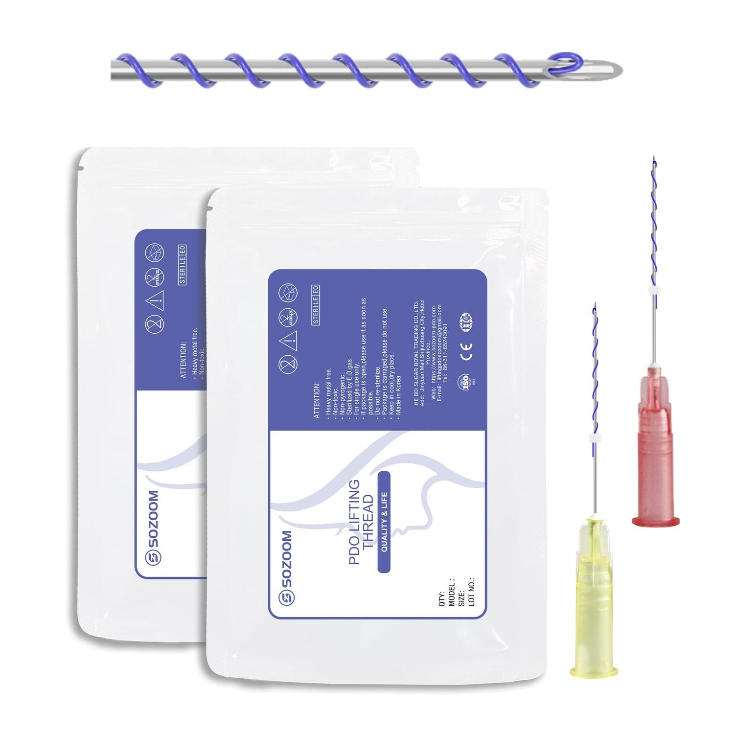 SOZOOM PDO Screw Threads, Optimize Body PDO Thread, Face Lifting and Skin Improvement PDO Threads (20PCS-29G-38mm)