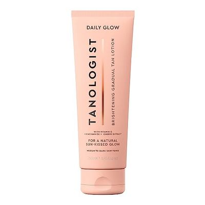 Tanologist Brightening Daily Glow - Medium/Dark - Illuminating Gradual Tan Lotion - Natural, Sun Kissed Glow - Daily Tanning Lotion with Vitamin C, Niacinimide &amp; Cherry Extract - 8.45 fl oz