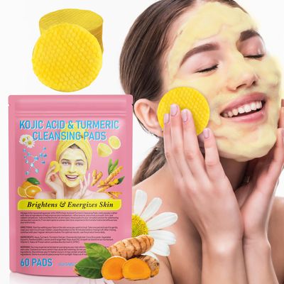 Turmeric Kojic Acid Cleansing Pads, Turmeric Cleansing Pads, Turmeric Cleansing Pads for Dark Spots, Cleansing Turmeric Pads for Face and Body 60 Pcs.