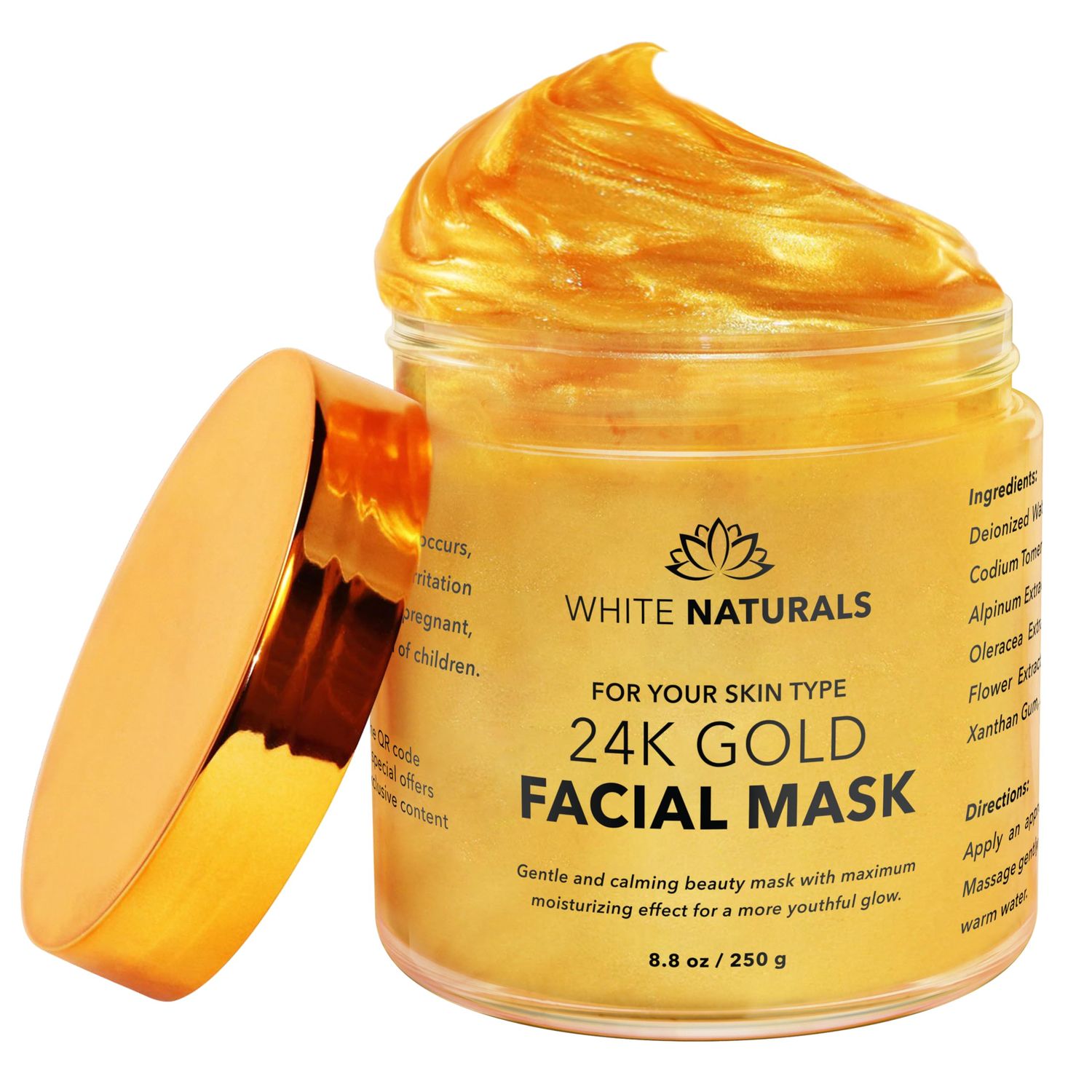White Naturals One Day Sale 24K Gold Facial Mask, Anti-Aging Gold Face Mask For Flawless &amp; Moisturizes Skin, Helps Reduces Wrinkles, Fine Lines &amp; Acne Scars, Removes Blackheads, Dirt &amp; Oils