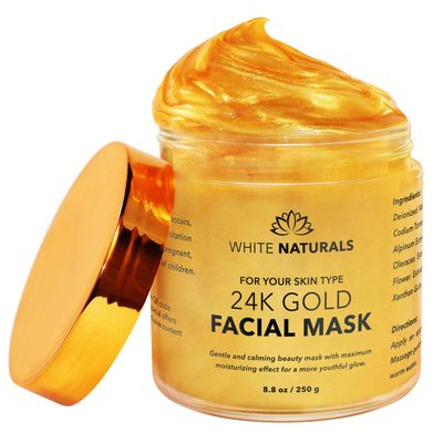 White Naturals One Day Sale 24K Gold Facial Mask, Anti-Aging Gold Face Mask For Flawless &amp; Moisturizes Skin, Helps Reduces Wrinkles, Fine Lines &amp; Acne Scars, Removes Blackheads, Dirt &amp; Oils
