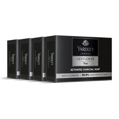 Yardley London Gentleman Classic Activated Charcoal Soap, with 99.9% Germ Protection and Deep Cleansing of Skin - Pack Of 4 (100 g each)