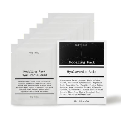 ONE THING Hyaluronic Acid Modeling Pack 1.05 Oz * 7 Masks | Facial Powder Mask for Hydrating Cooling Soothing Skin, Mix with Water or Toner | Clay Peel off Mask | Korean Face Mask