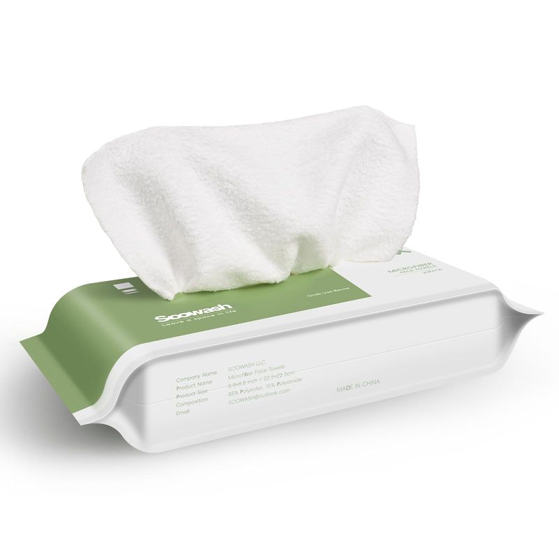 SOOWASH Microfiber Silver Ion Face Towel Texture of the Towels XL disposable or reusable Towels Ultra Soft Dry Wipes for All Skin Types Makeup Remover 8.8 * 8.8 inch (20 Count, Pack of 1)