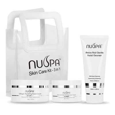 Skin Care Sets Overnight Nourishing Face Cream, Under Eye Cream, Face Wash Face Moisturizer with Hyaluronic Acid, Amino Acid, Vitamin E Hydrating for Dry Skin with Clear Gift Tote Bag for Women ,Men
