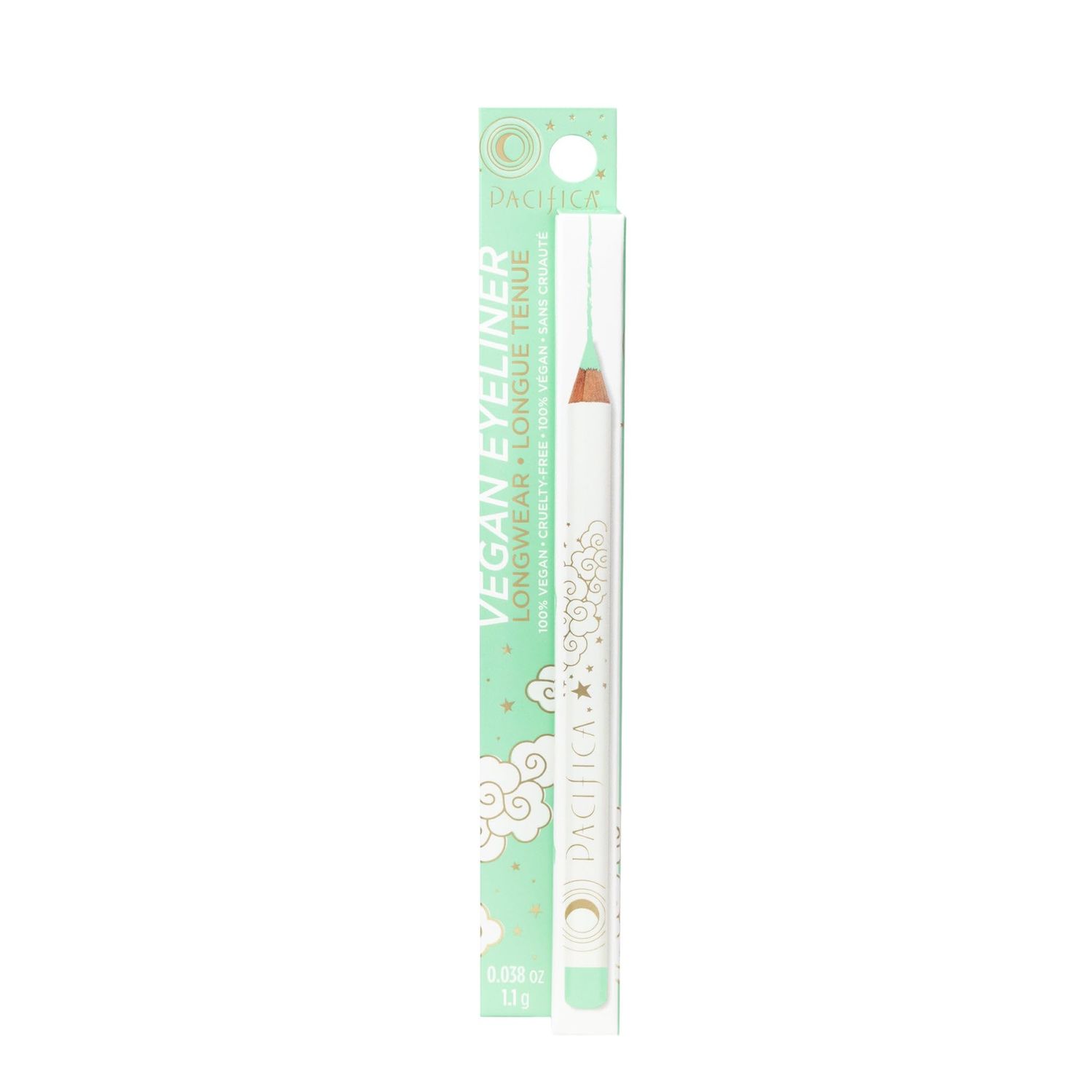 Pacifica Beauty, Longwear Pastel Green Eyeliner Pencil, Mint, Pigmented Vibrant Color, Vitamin E + Coconut Oil, No-Skip Formula, Graphic Liner, Vegan &amp; Cruelty Free