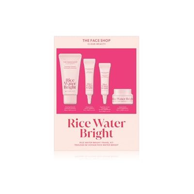 The Face Shop Rice Water Bright Travel Kit, Korean Skin Care Set with Ceramide, Gift Set - Gentle Face Wash &amp; Vegan Skin Care (Serum, Cream, Eye Cream), Hydrating for Dry Skin, Daily Face Moisturizer