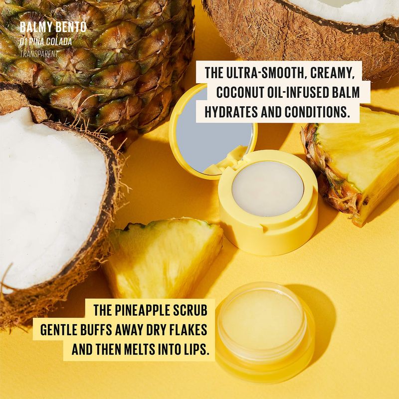 Kaja Lip Bento Balm + Scrub | with Coconut Oil, Clear Finish, Moisturize, Exfoliate, Smoothes Lips, Compact Travel Size, Pia Colada, Valentine's Day Gift, 0.4 Oz