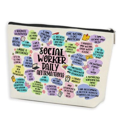Social Worker Gifts Inspirational Social Worker Makeup Bag Cosmetic Bag Social Worker Appreciation Gifts Birthday Graduation Retirement Mental Health Gifts for Teacher Women Makeup Zipper Pouch