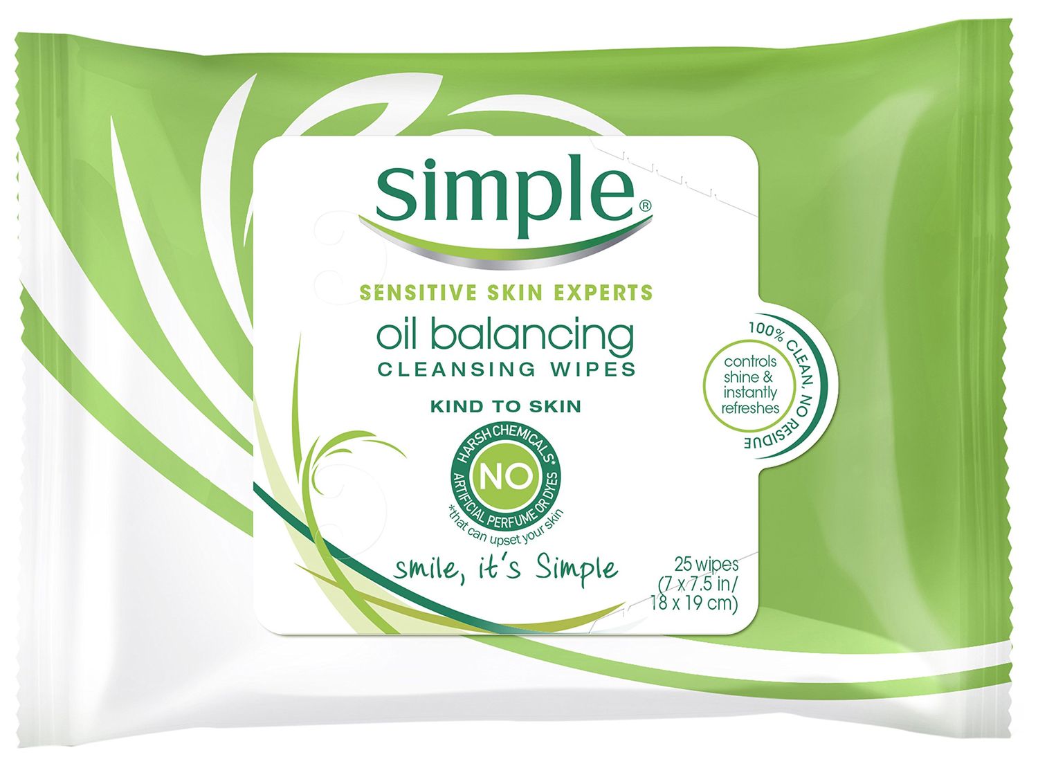 Simple Cleansing Facial Wipes, Oil Balancing 25 ct