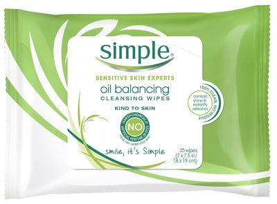 Simple Cleansing Facial Wipes, Oil Balancing 25 ct