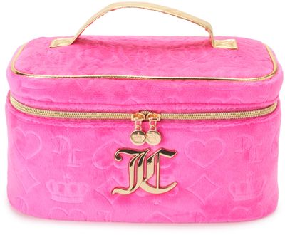 Juicy Couture Women&#39;s Cosmetics Bag - Travel Makeup and Toiletries Train Case Organizer, Size One Size, Pink Terry