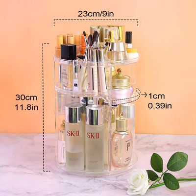 YIEZI 360 Rotating Makeup Organizer,Skincare Perfume Organizer,With Brush Holder Cosmetic Display Case Adjustable Detachable Shelves,Fits Bedroom Dresser or Countertop Multifunctional Cosmetic Holder