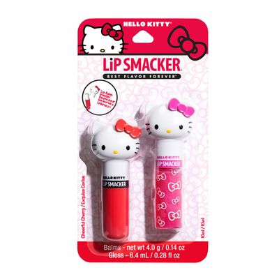 Lip Smacker Lippy Pals Swirls, Sanrio Hello Kitty, Flavored Moisturizing &amp; Smoothing Soft Shine Lip Balm, Hydrating &amp; Protecting Fun Tasty Glossy Finish, Cruelty-Free &amp; Vegan - Cheerful Cherry, Kiwi