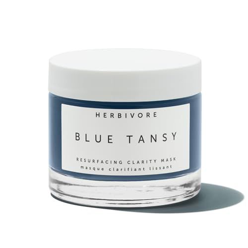 HERBIVORE Blue Tansy BHA &amp; Enzyme Pore Refining Mask - Naturally Clarifies Acne, Blemishes &amp; Redness, Vegan &amp; Cruelty-Free, 60 mL / 2.02 oz