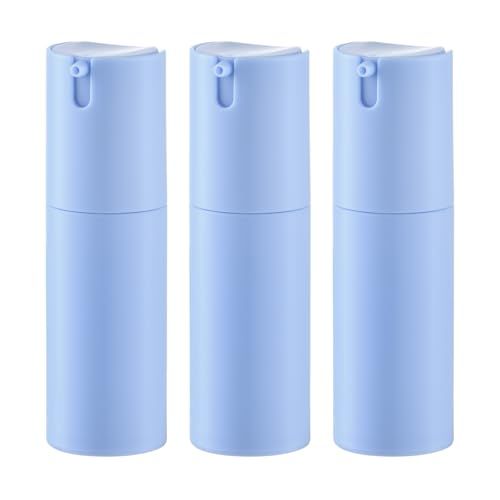 Lulupack 1 oz Airless Pump Bottles, Travel Lotion Container, Skincare Containers for Moisturizer (Plastic, Matte Blue, 3Pcs)