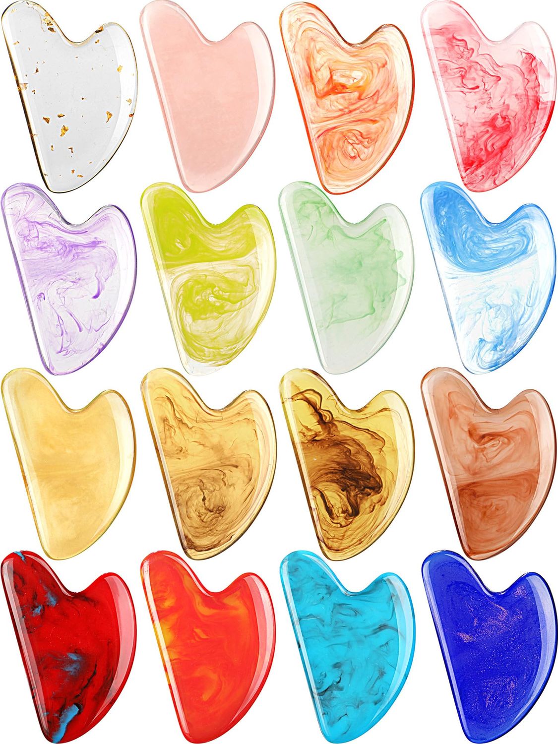 Sherr 16 Pcs Gua Sha Facial Tools, Guasha Tool for Face Gua Sha Stone Face Sculpting Tool Guasha Tool Facial Massage Tools Face Massager for Body Spa Acupuncture Relieve Muscle Tensions Puffiness