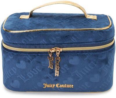 Juicy Couture Women&#39;s Cosmetics Bag - Travel Makeup and Toiletries Train Case Organizer, Size One Size, Blue