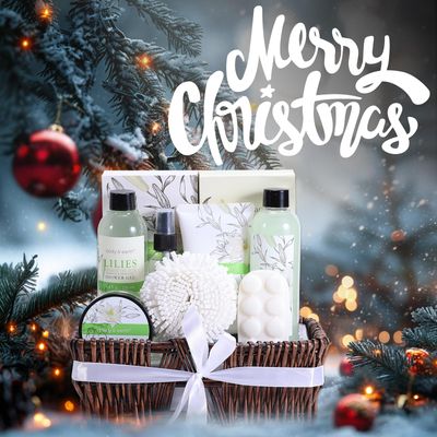 Spa Gift Baskets For Women Body &amp; Earth 10pcs Spa Gifts For Women, Lily Gift Baskets Bath and Body Works Gift Set For Women with Bubble Bath, Body Lotion, Christmas Gift Baskets for Women Bath Set