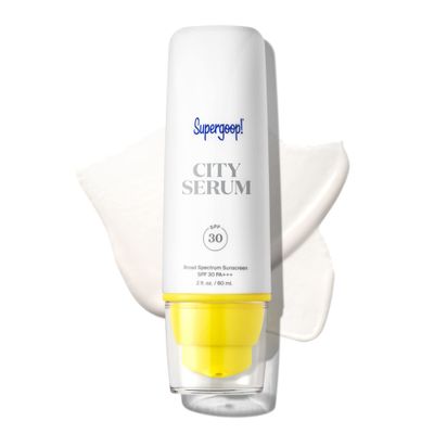 Supergoop! City Serum, 2 fl oz - SPF 30 PA+++ Anti-Aging Morning Lotion - Lightweight, Antioxidant-Rich Formula - Hydrating Vitamin Serum for Face - Prep &amp; Protect with Vitamin E &amp; B5 - Great for Guys