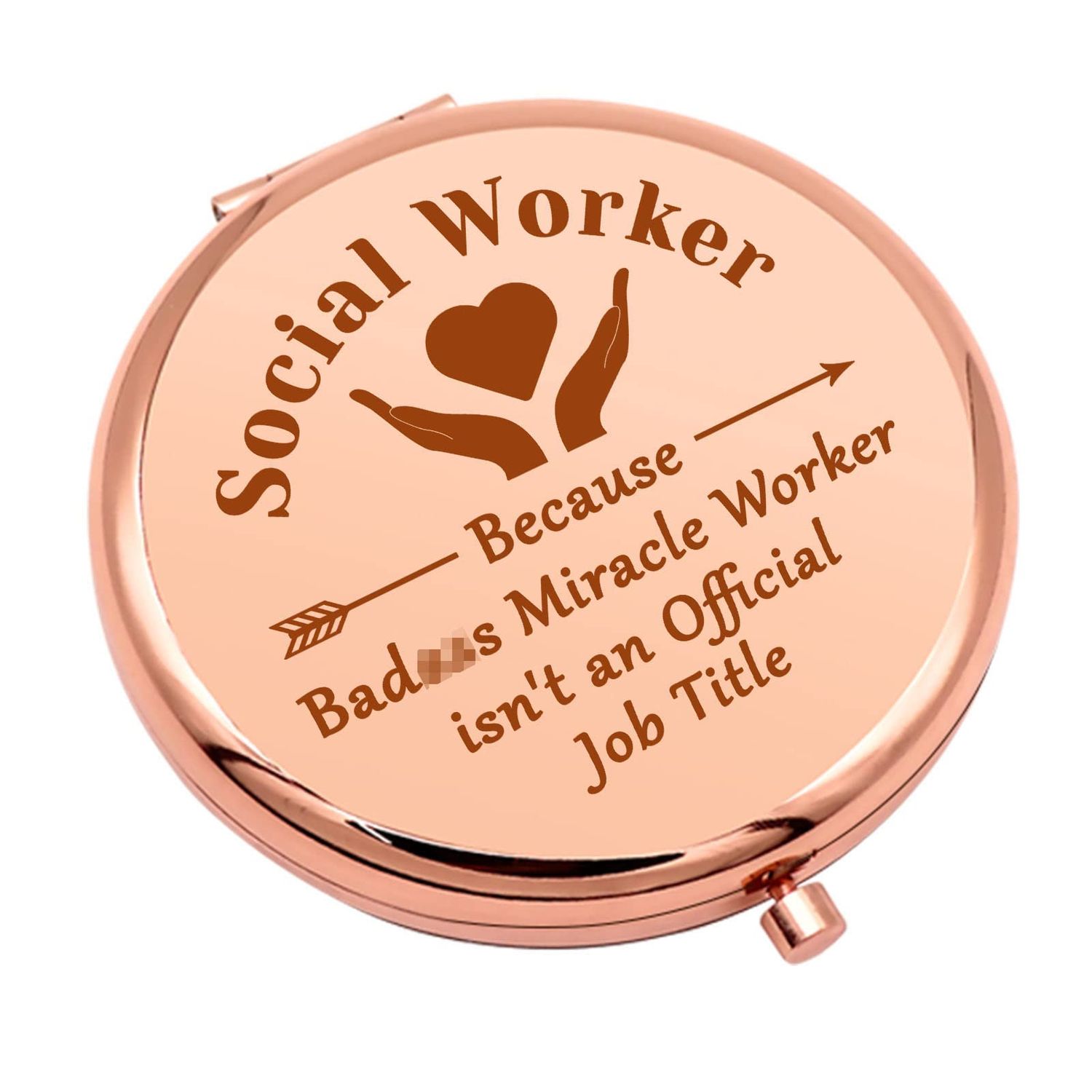 Social Worker Gifts for Women Compact Makeup Mirror for Coworker Friends Social Work Appreciation Gift Thank You Gifts Folding Makeup Mirror for Her Graduation Christmas Birthday Gifts