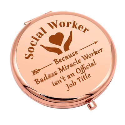 Social Worker Gifts for Women Compact Makeup Mirror for Coworker Friends Social Work Appreciation Gift Thank You Gifts Folding Makeup Mirror for Her Graduation Christmas Birthday Gifts