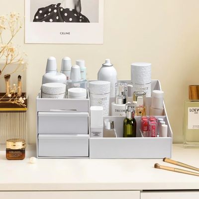 Large Makeup Organizer with Drawers - Multi-Functional Vanity and Countertop Storage for Cosmetics, Skincare, Perfume, Nail Polish, Brushes - Compact Desk and Bathroom Organizer for Womens Gifts