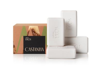 Natura - Ekos Castanha (Brazil Nut) Creamy Bar Soap Set (4 Pack) - 4 Creamy Soap Bars - 97% Natural - 100% Pure Plant Based Oils - Vegan Skin Care - Brazilian Beauty Secrets - Self Care - 3.5oz (100g)