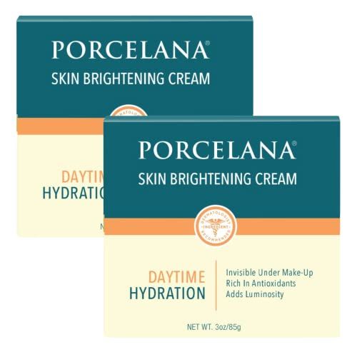 Porcelana Daytime Hydration Skin Lightening Cream For Face &amp; Body [New Formula] - Fades Dark Spots &amp; Evens Skin Tone - Moisturizer for Age Spots, Sun Spots, Acne Scars, Melasma &amp; Discoloration(2 Pack)
