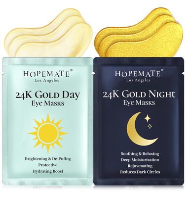 HOPEMATE Under Eye Patches for Puffy Eyes,Dark Circles,Wrinkles &amp; Eye Bags-Day &amp; Night Eye Mask Gel Set with Collagen &amp; 24K Gold,Ideal Undereye Skincare Gift for Bridesmaids, Women &amp; Birthdays