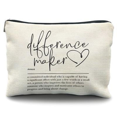 Likjad Difference Maker Makeup Cosmetic Bag - Difference Maker Gifts for Women, Appreciation Thank You Retirement Gifts for Coworkers Teacher Mentor Coach Boss Manager, Small Makeup Bag for Purse