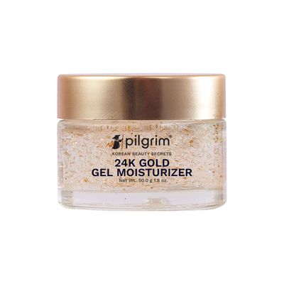 Pilgrim 24K Gold Gel Moisturizer | Anti Aging Face Cream with Hyaluronic Acid &amp; Alpha Arbutin | Reduces Dark Spots &amp; Wrinkles | Lightweight Gel for Skin Radiance &amp; Illumination | 1.76 Oz (50gm)