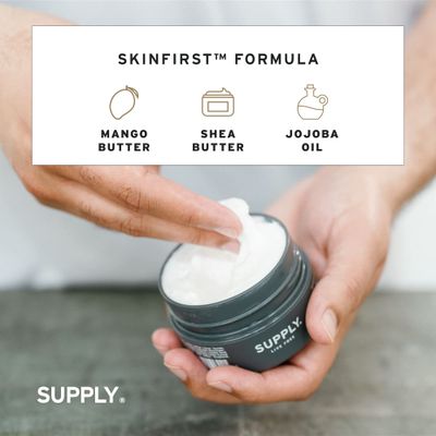 SUPPLY Ultra Lather Shaving Cream Sandalwood &amp; Cedar - Hypoallergenic Formula for Men - 3.4 Oz Jar - Naturally Soothes and Protects, Guards Against Razor Burn and Irritation